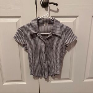 Aritzia lilac gingham button up